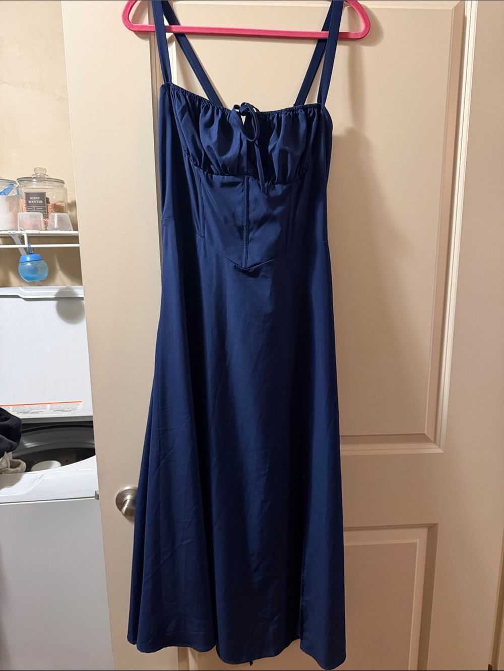 Navy Blue Strappy Midi Dress - Elegant Summer Slip Dress